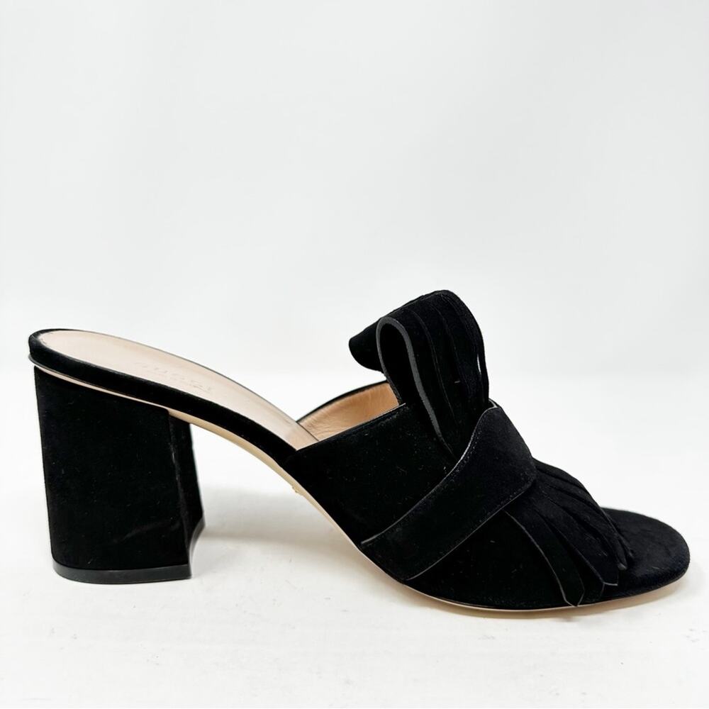 Gucci GG Marmont Black Suede Fringe Mules Sandals Womens Size EU 40 - Picture 6 of 11